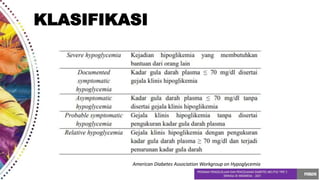 American Diabetes Association Workgroup on Hypoglycemia
KLASIFIKASI
 