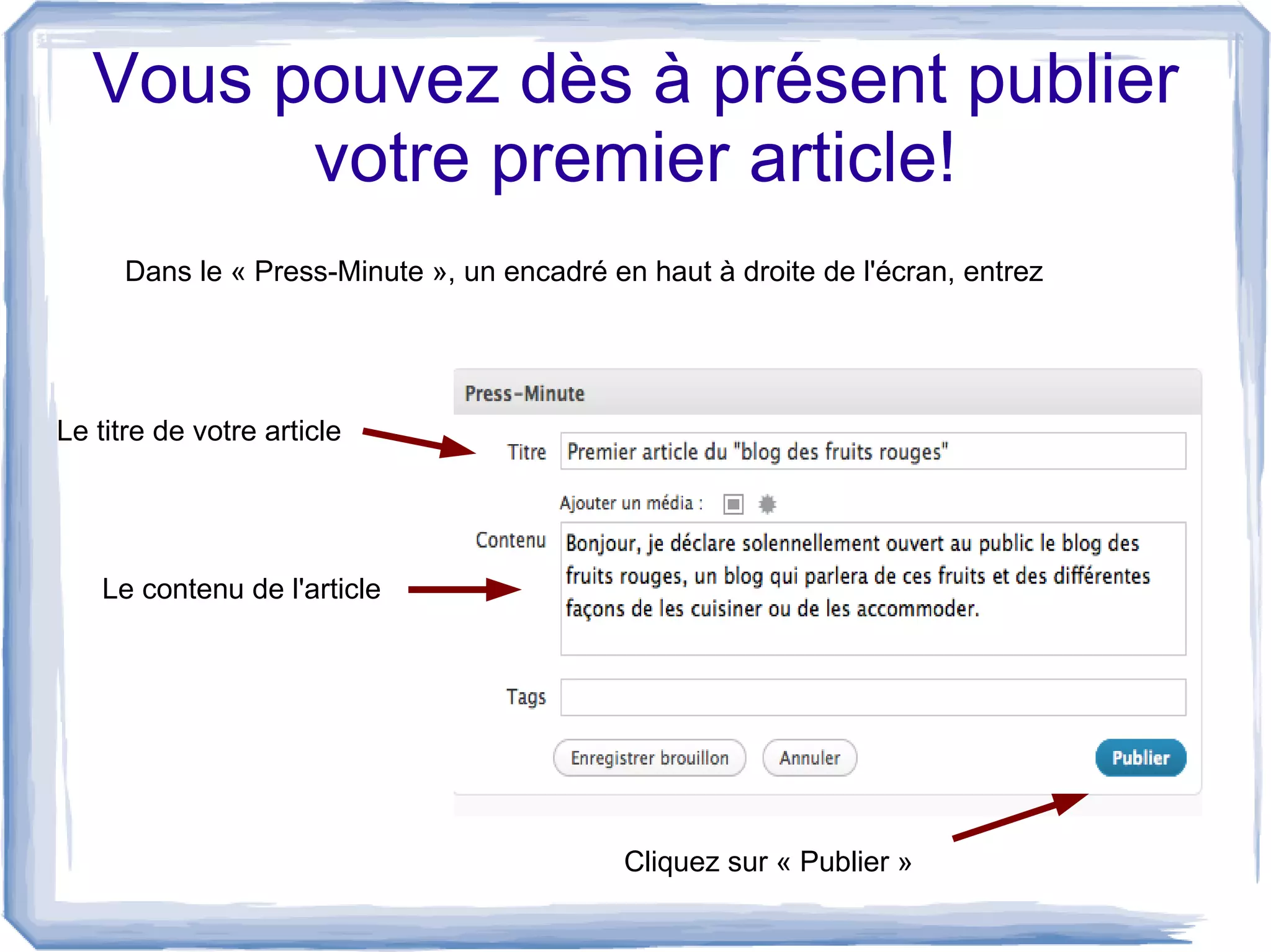 Créer un blog test sur la plateforme Bibliolab