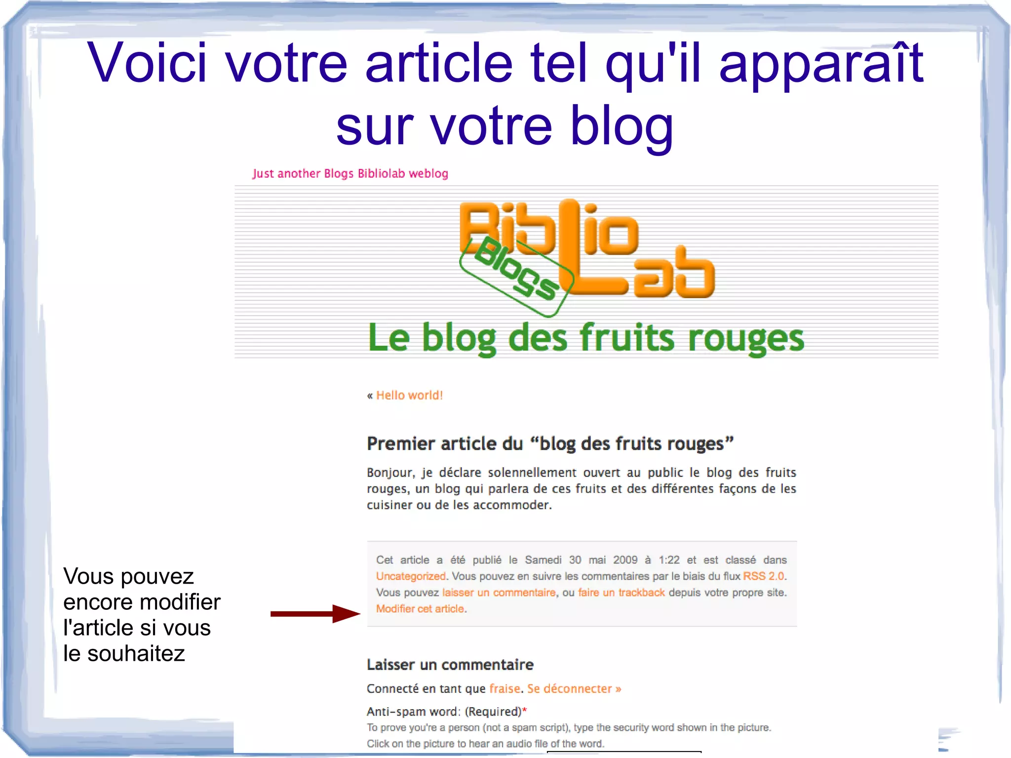 Créer un blog test sur la plateforme Bibliolab