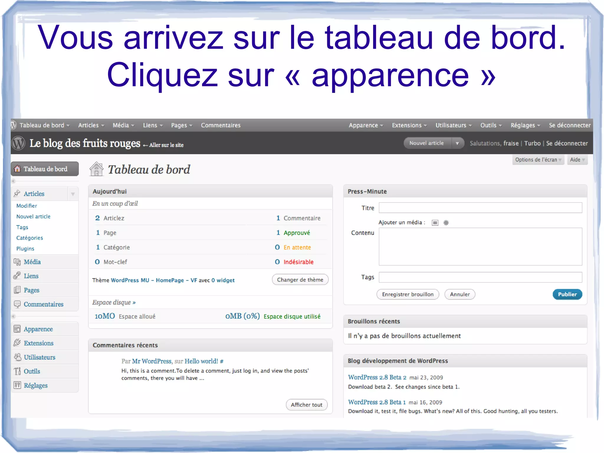 Créer un blog test sur la plateforme Bibliolab