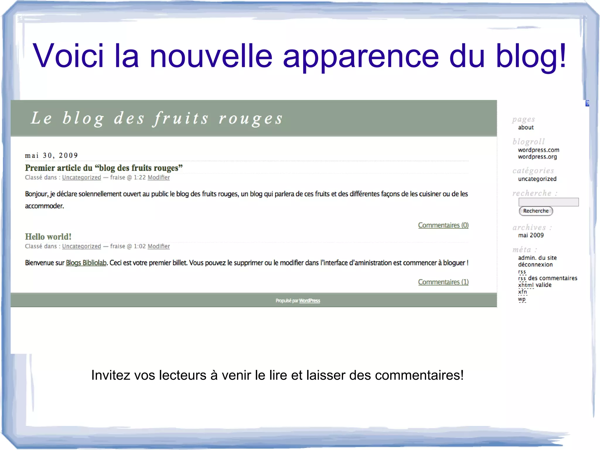 Créer un blog test sur la plateforme Bibliolab