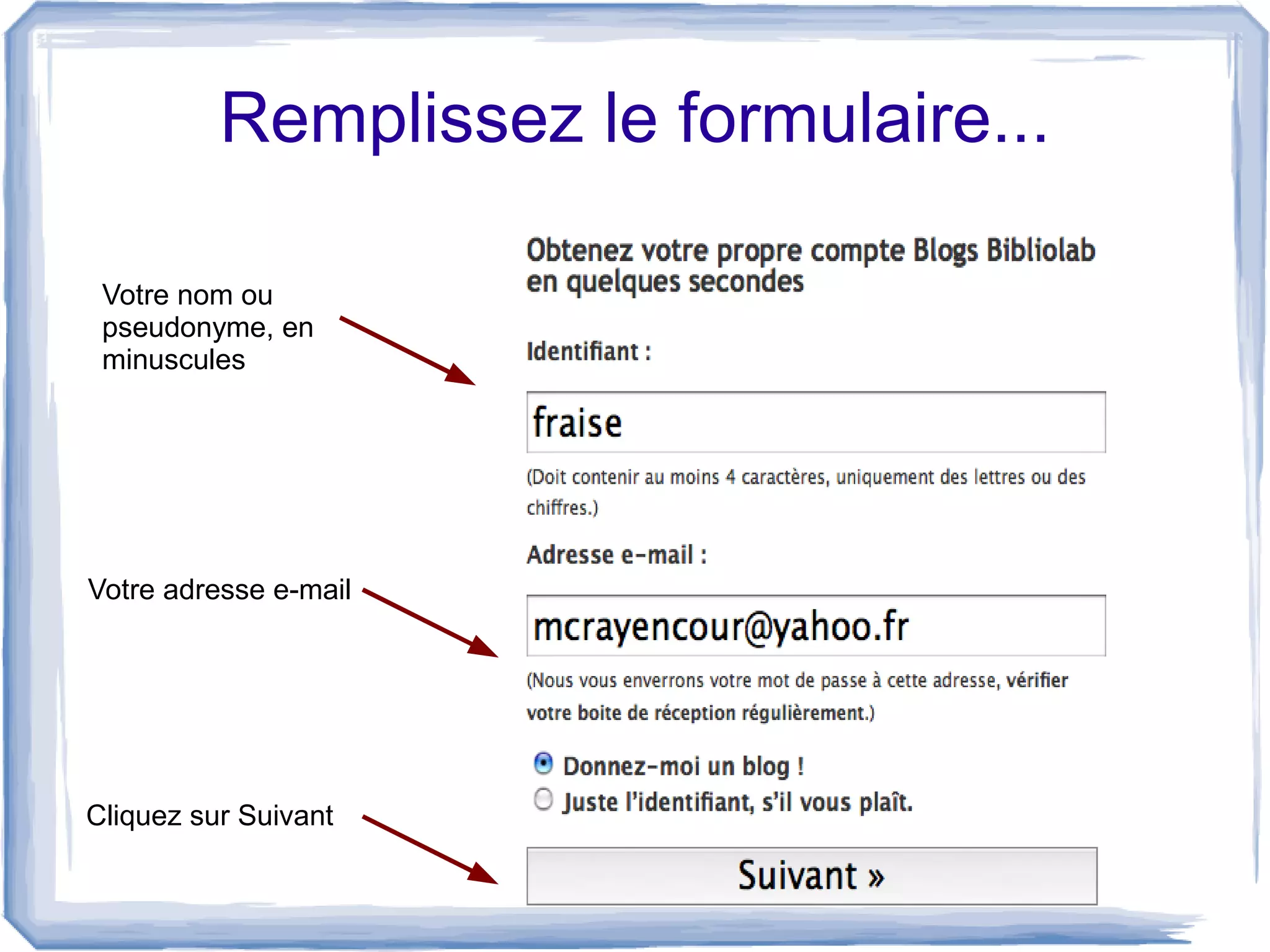 Créer un blog test sur la plateforme Bibliolab