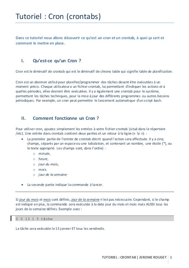 Tuto Crontab