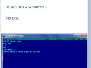 DE MS DOS ÀWINDOWS 7
MS DOS
