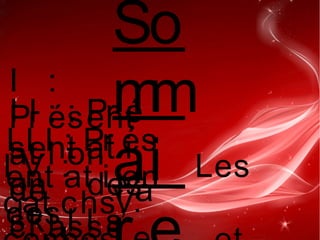 So
mm
ai
I   :
Pr ésent
at i on
de l a
cl asse
I I : : Pr é
sent at i
on des
ski l l s
I I I : Pr és
ent at i on
des
I V  : Les
cat chs,V:
 