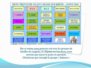 Sur ce menu, nous pouvons voir tous les groupes de familles du magasin, en cliquant sur l'un d'eux, nous ouvrons par macro le poste en question.Choisissons par exemple le groupe « balances »