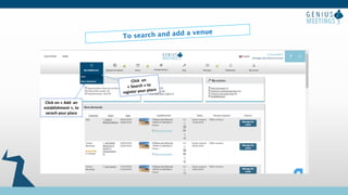 Click on « Add an
establishment », to
serach your place
 