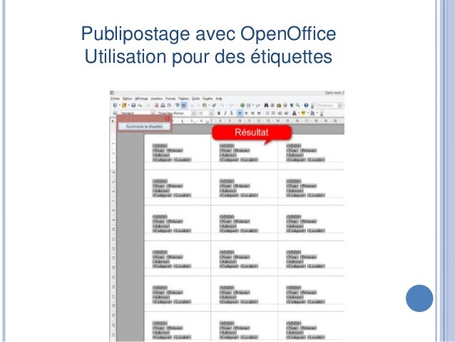 Etiquettes Openoffice