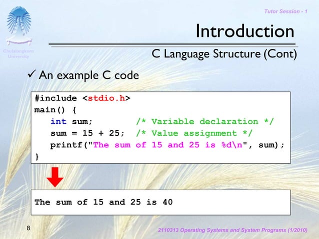 SysProg-Tutor 01 Introduction to C Programming Language | PPT
