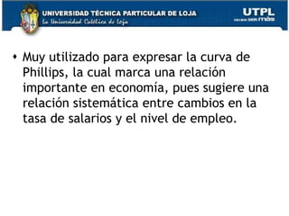 3. Modelo Lin-LogSe determina el cambio absoluto en Y debido a un cambio porcentual en X.Modelo utilizado en modelos de gasto