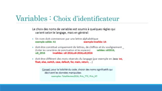 Variables : Choix d’identificateur
 
