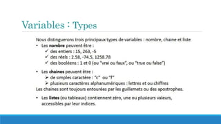 Variables : Types
 