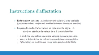Instructions d’affectation
 