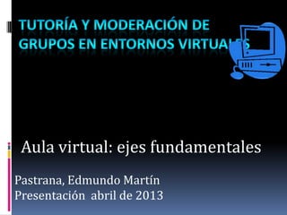 Aula virtual: ejes fundamentales
Pastrana, Edmundo Martín
Presentación abril de 2013
 