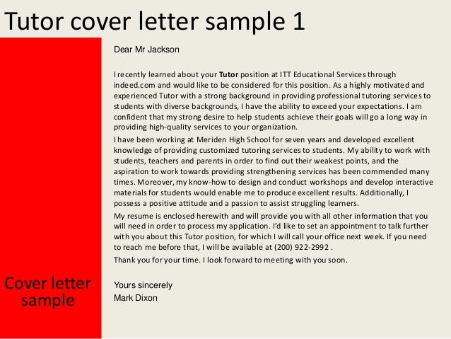 Tutors cover letter