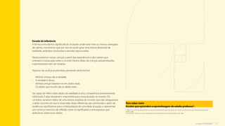 12
O que é tutoria?
Escada de inferência
A forma como damos significado às situações pode estar mais ou menos carregada
de valores, movimento que por sua vez pode gerar uma leitura distorcida da
realidade, antecipar conclusões e atitudes equivocadas.
Desenvolvemos nossas crenças a partir das experiências e dos valores que
orientam a nossa ação sobre o mundo. Muitas delas são crenças autoproduzidas
e permanecem sem ser testadas.
Alguma vez você já se percebeu pensando desta forma?
•	 Minhas crenças são a verdade;
•	 A verdade é óbvia;
•	 Minhas crenças baseiam-se em dados reais;
•	 Os dados que escolhi são os dados reais.
1 SENGE, P. et al. Escolas que aprendem: um guia da quinta disciplina para educadores, pais e todos que se interessam por educação. Porto Alegre:
Artmed, 2005.
PLACCO, V.M.S.; SOUZA, V.L.T. (org.) Aprendizagem do adulto professor. São Paulo: Edições Loyola, 2006.

Para saber mais:
Escolas que aprendem e aprendizagem do adulto professor1
.
Ser capaz de inferir sobre dados da realidade é uma competência extremamente
sofisticada. É algo desejável e importante para nossa atuação no mundo. Do
contrário, seríamos reféns de uma leitura simplista do mundo, que não ultrapassaria
o dado concreto do que é observado. Boas inferências são construídas a partir de
evidências significativas para a interpretação de uma dada situação, e representar
um contínuo exercício de reflexão sobre os significados e pressupostos que
atribuímos sobre esses dados.
Sumário
 