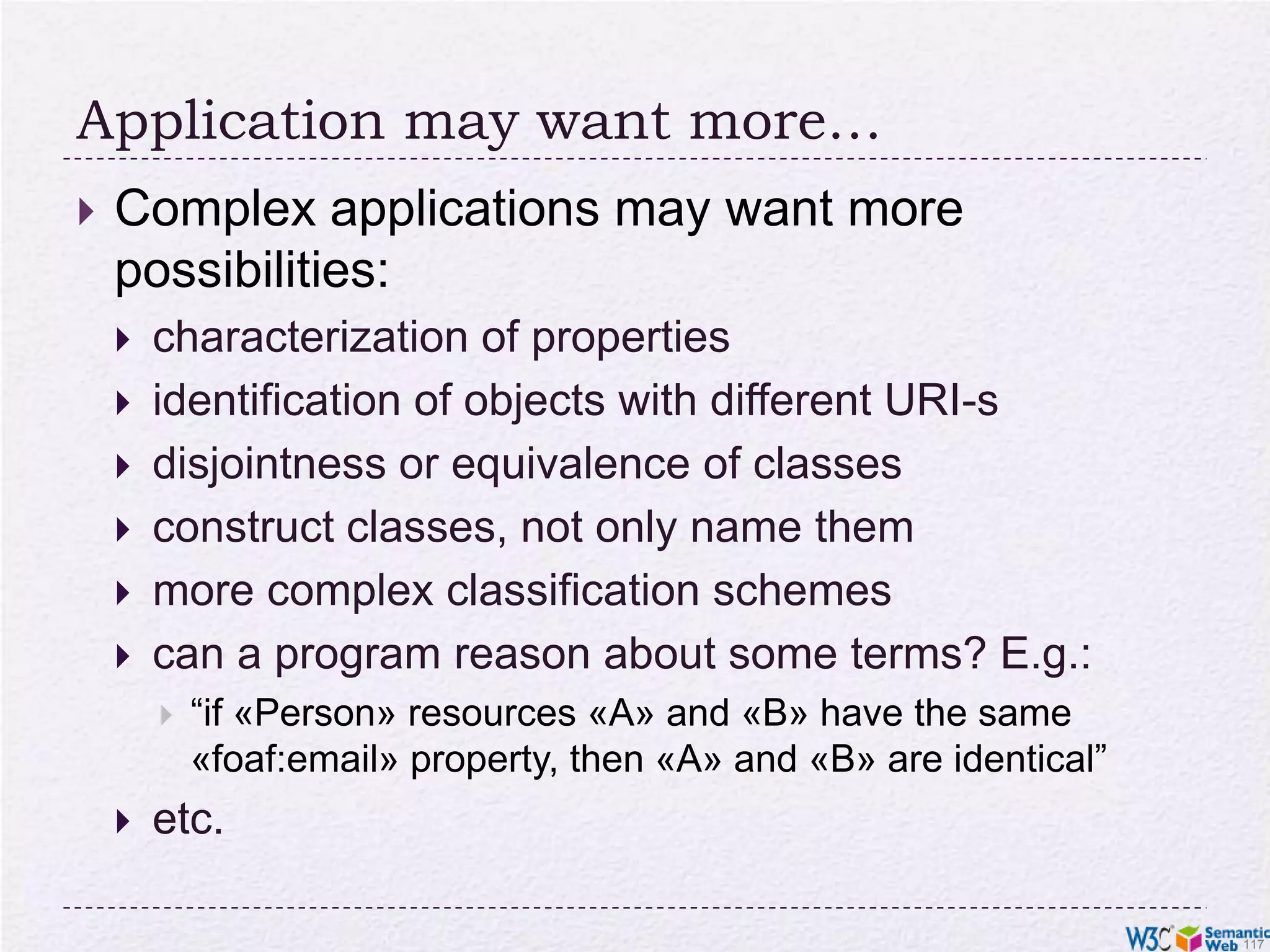 Importance of SKOSSKOS provides a simple bridge between the “print world” and the (Semantic) WebThesauri, glossaries, etc, from the library community can be made availableLOC is a good exampleSKOS can also be used to organize tags, annotate other vocabularies, …