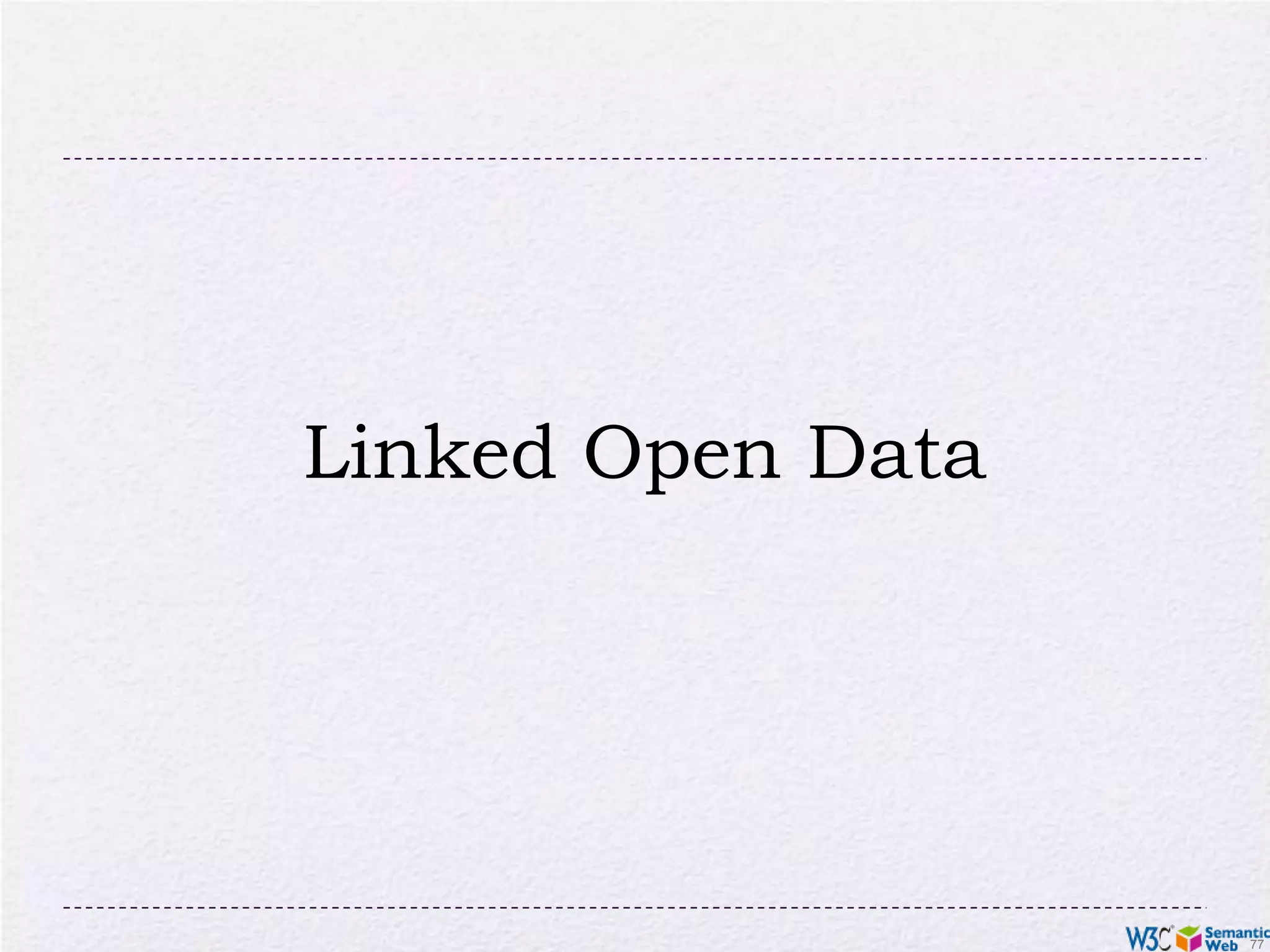 RDF with XHTMLObviously, a huge source of informationBy adding some “meta” information, the same source can be reused for, eg, data integration, better mashups, etctypical example: your personal information, like address, should be readable for humans and processable by machines
