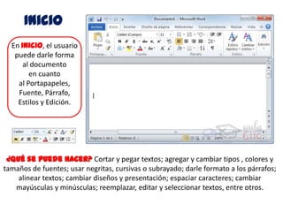 Tutorial para el Uso Práctico de  Microsoft Word 2010. Introducción a la Informática.