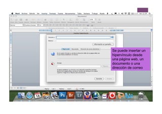 Se puede insertar un
hipervínculo desde
una página web, un
documento o una
dirección de correo
 