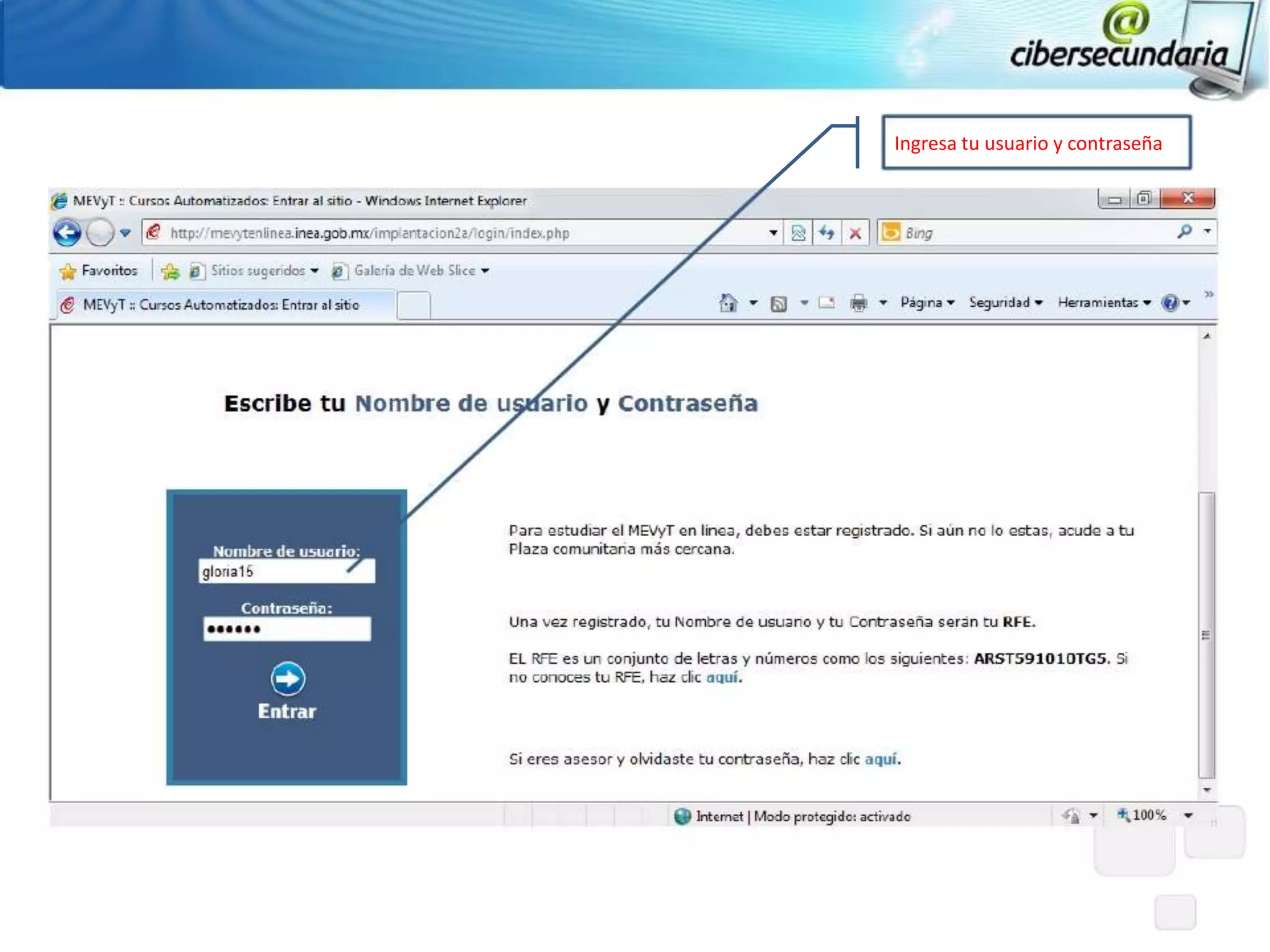 Ingresa tu usuario y contraseña
 