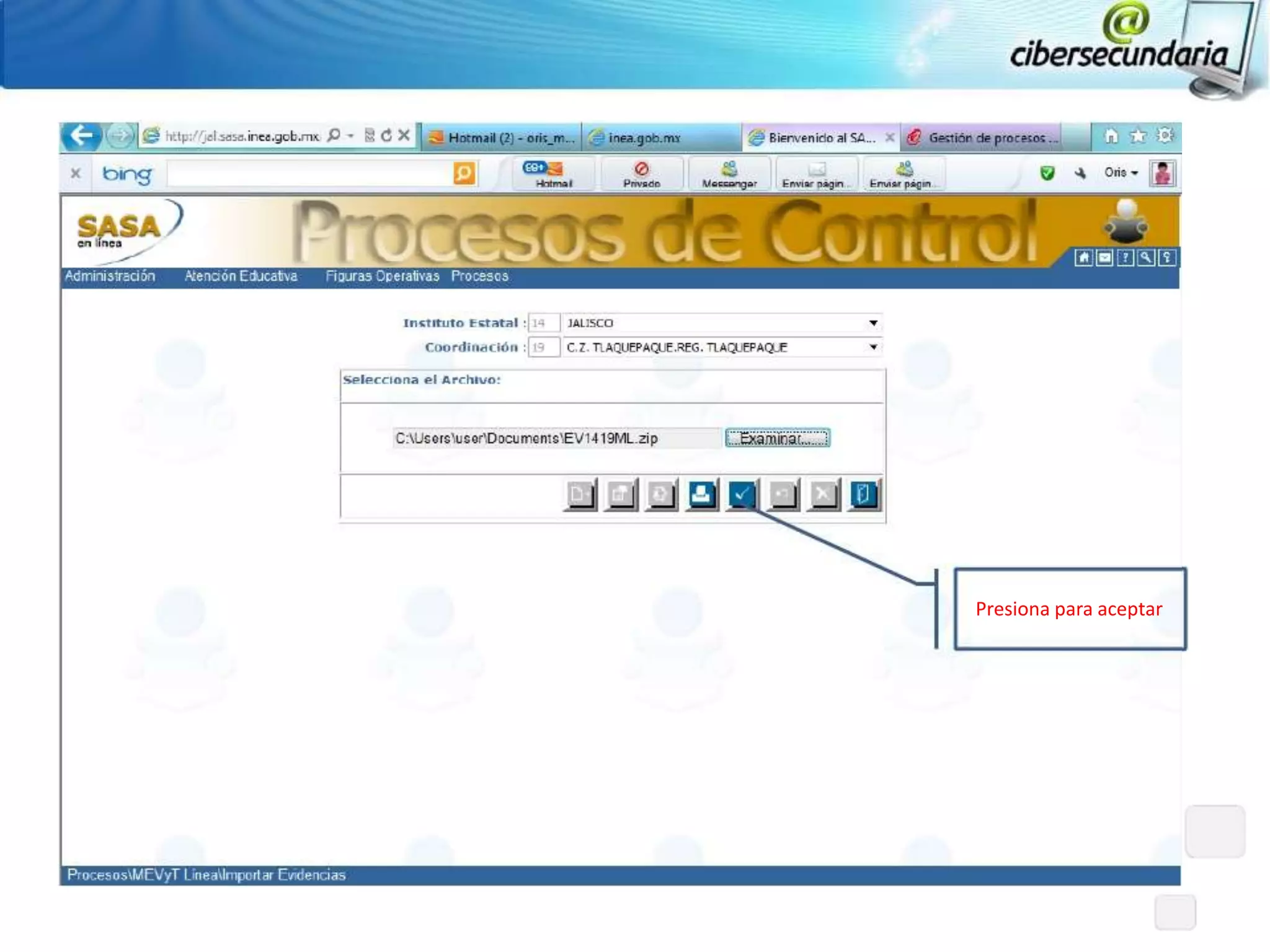 Presiona para aceptar
 