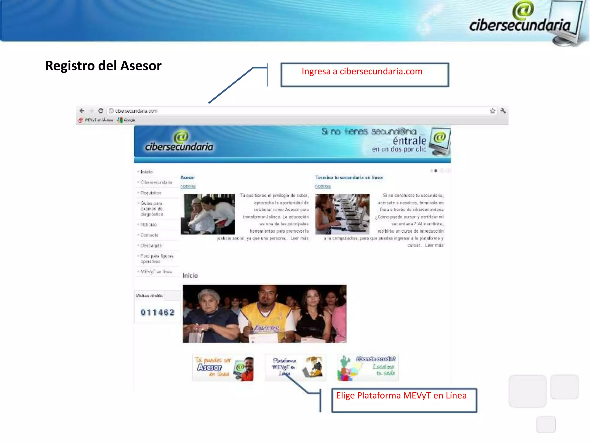 Registro del Asesor   Ingresa a cibersecundaria.com




                              Elige Plataforma MEVyT en Línea
 