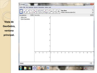 Vista de
GeoGebra,
 ventana
principal.
 