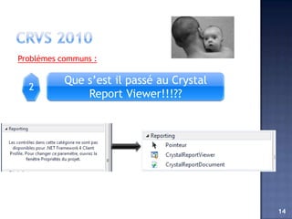 Problèmes communs :

           Que s’est il passé au Crystal
  2
               Report Viewer!!!??




                                           14
 