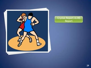 Crystal Report vs MS
       Report




                       29
 