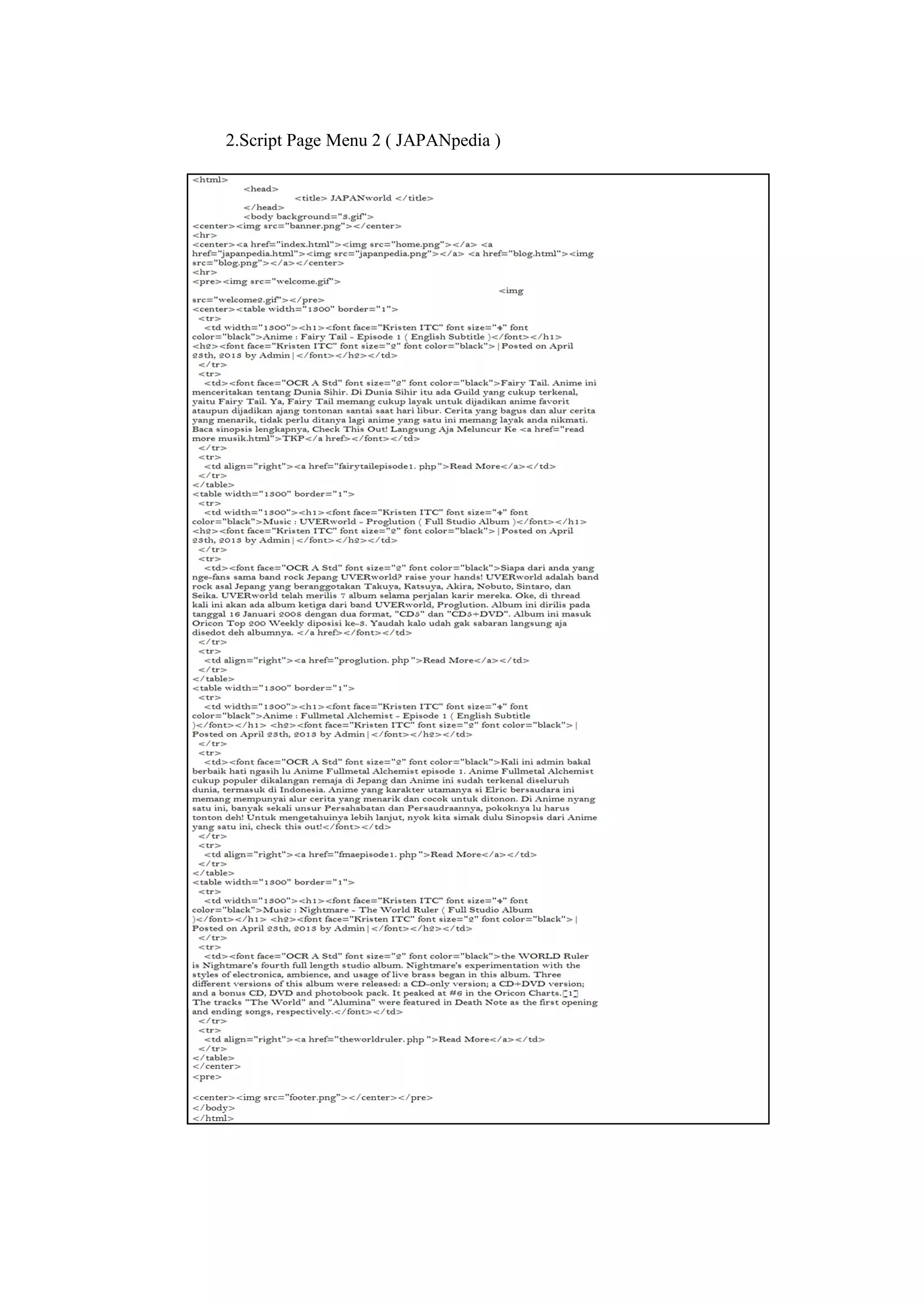 2.Script Page Menu 2 ( JAPANpedia )
 