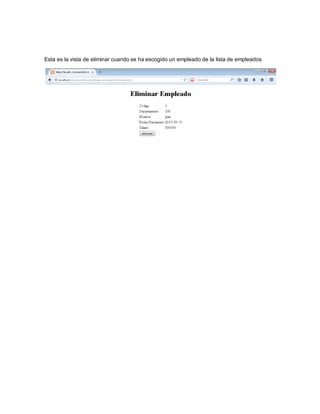 Esta es la vista de eliminar cuando se ha escogido un empleado de la lista de empleados 
 