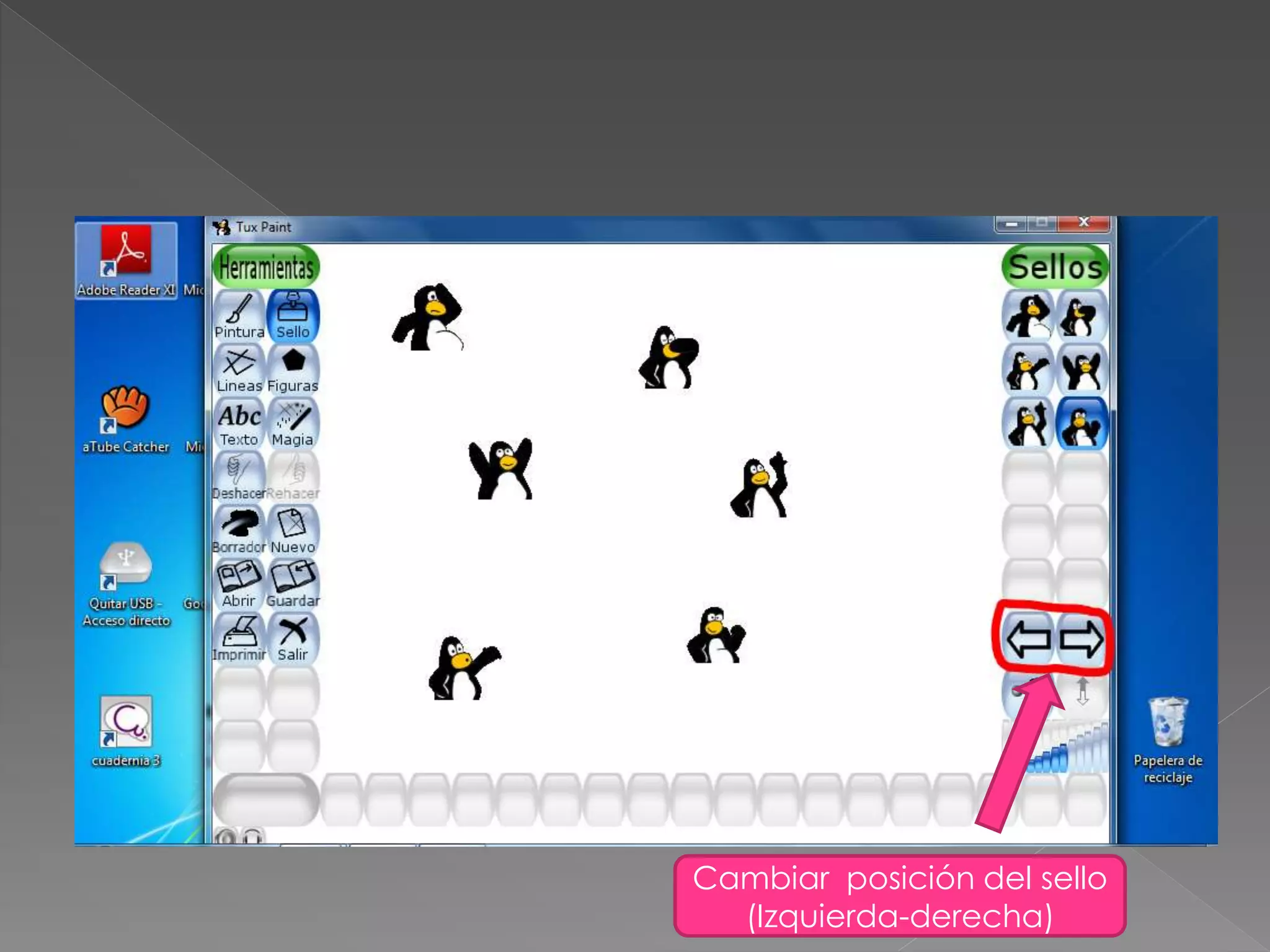 Cambiar posición del sello
(Izquierda-derecha)