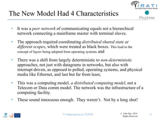The New Model Had 4 Characteristics 
• It was a peer network of communicating equals not a hierarchical 
network connectin...