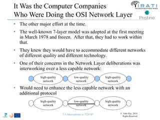 It Was the Computer Companies 
Who Were Doing the OSI Network Layer 
• The other major effort at the time. 
• The well-kno...