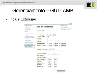 Gerenciamento – GUI - AMP
• Incluir Extensão
 
