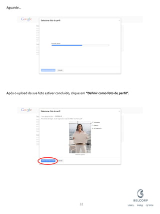 Aguarde… Após o upload da sua foto estiver concluído, clique em “Definir como foto de perfil”. 
32  