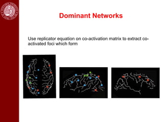 Dominant Networks


Use replicator equation on co-activation matrix to extract co-
activated foci which form
 