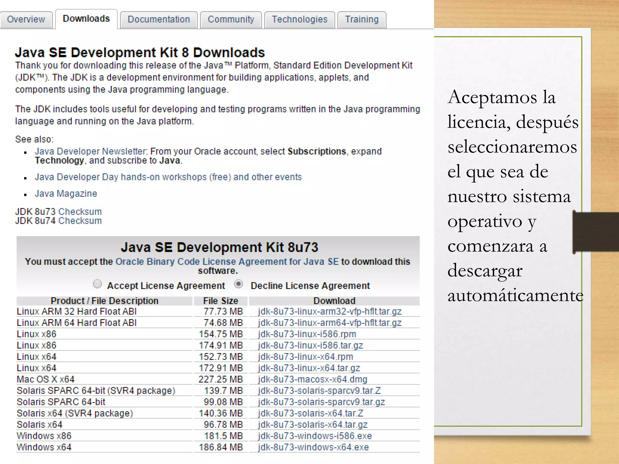 Aceptamos la
licencia, después
seleccionaremos
el que sea de
nuestro sistema
operativo y
comenzara a
descargar
automáticamente
 