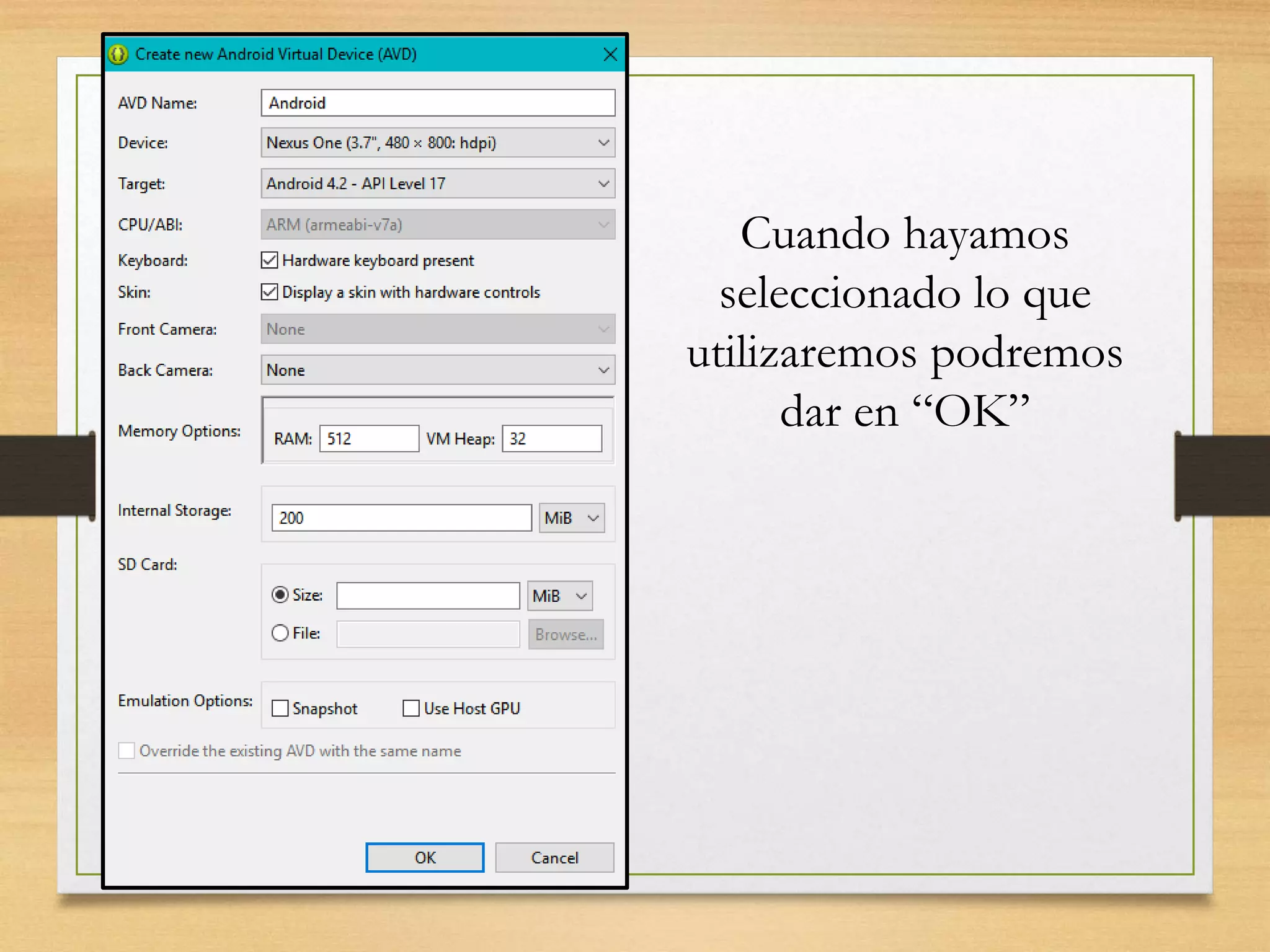 Cuando hayamos
seleccionado lo que
utilizaremos podremos
dar en “OK”
 