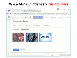 INSERTAR > Imágenes > Tus álbumes
 