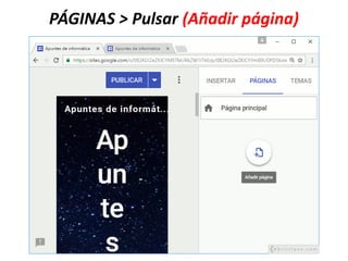 PÁGINAS > Pulsar (Añadir página)
 