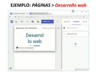EJEMPLO: PÁGINAS > Desarrollo web
 