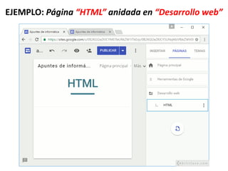 EJEMPLO: Página “HTML” anidada en “Desarrollo web”
 