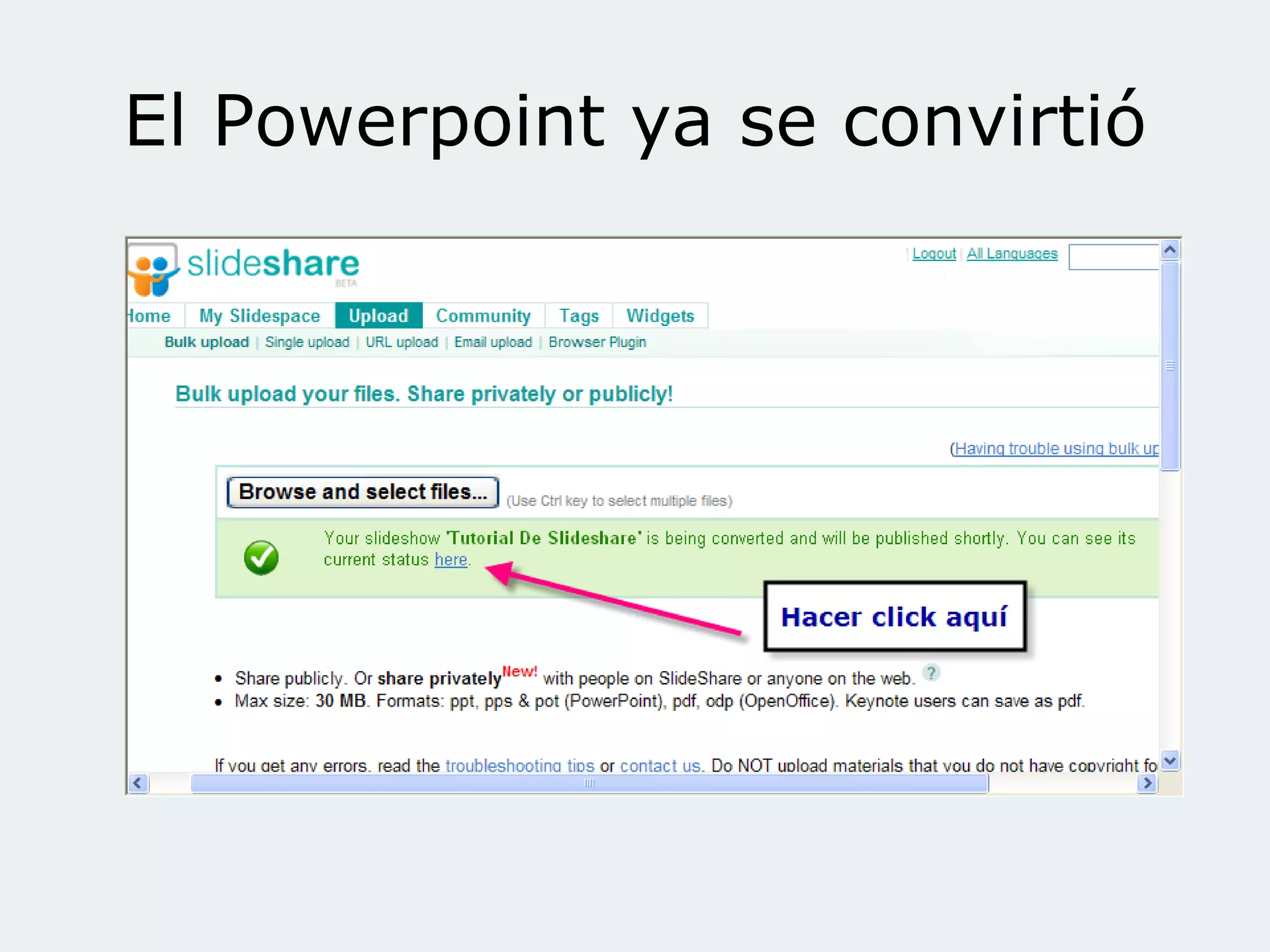 El Powerpoint ya se convirtió