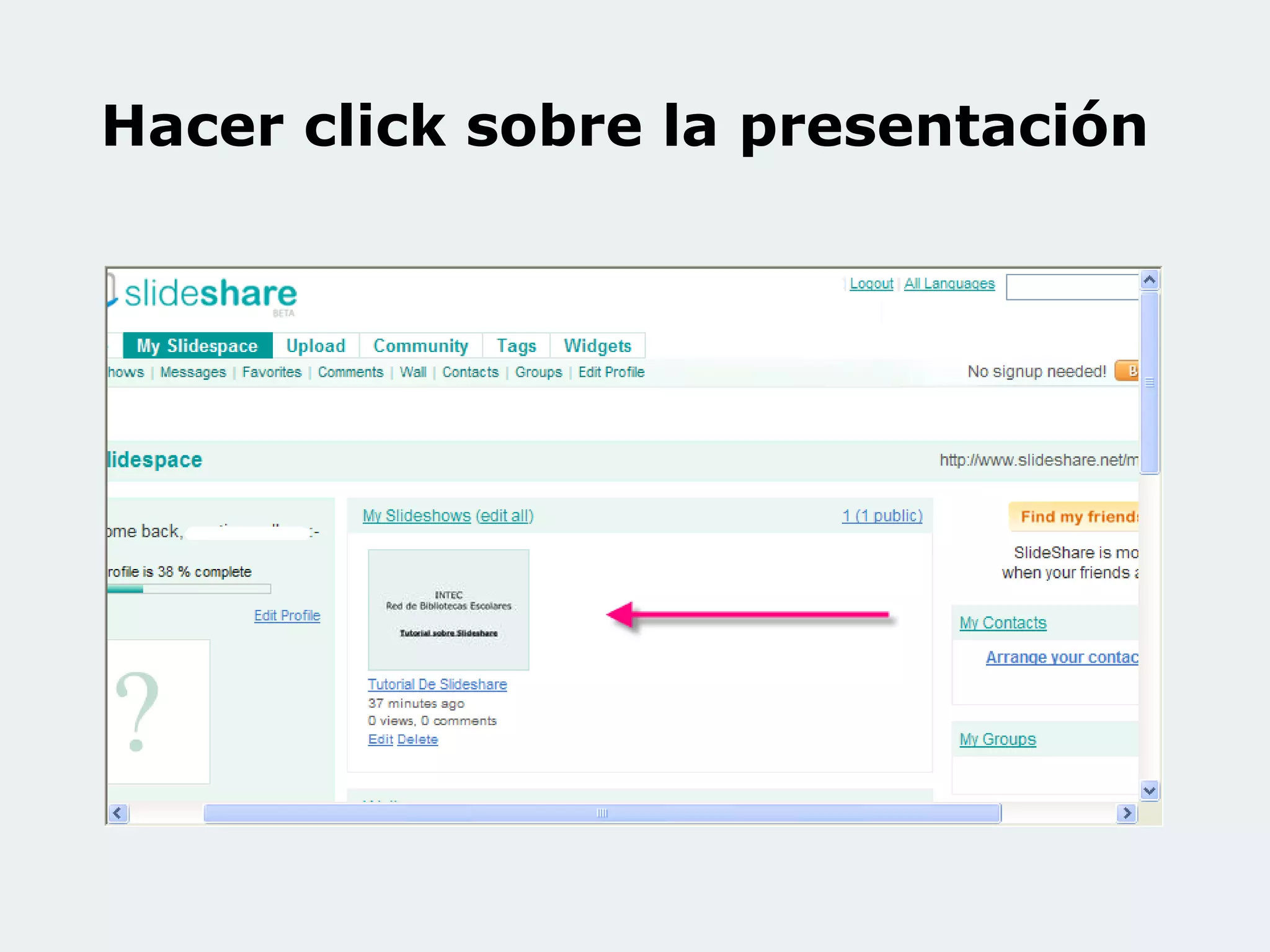 Hacer click sobre la presentación