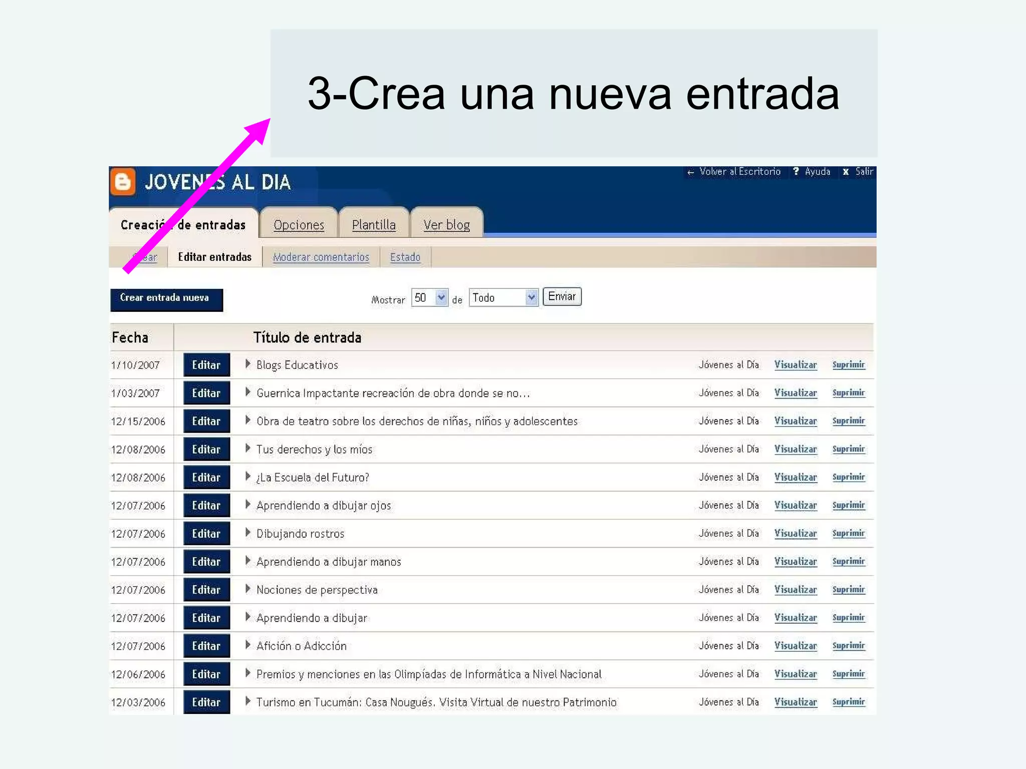 3-Crea una nueva entrada
 