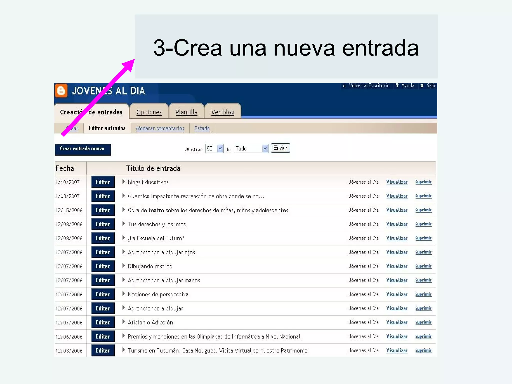 3-Crea una nueva entrada 