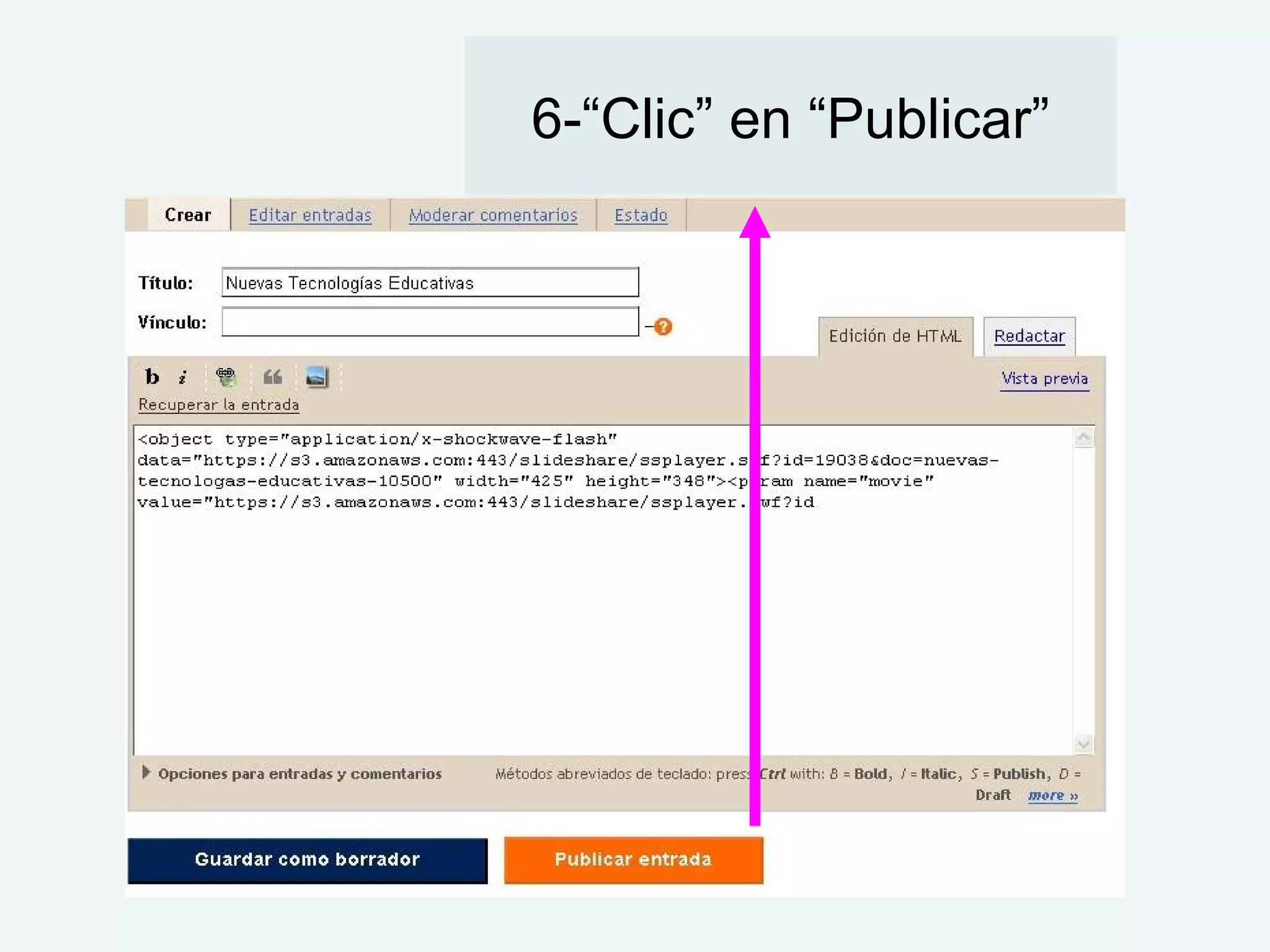 6-“Clic” en “Publicar” 