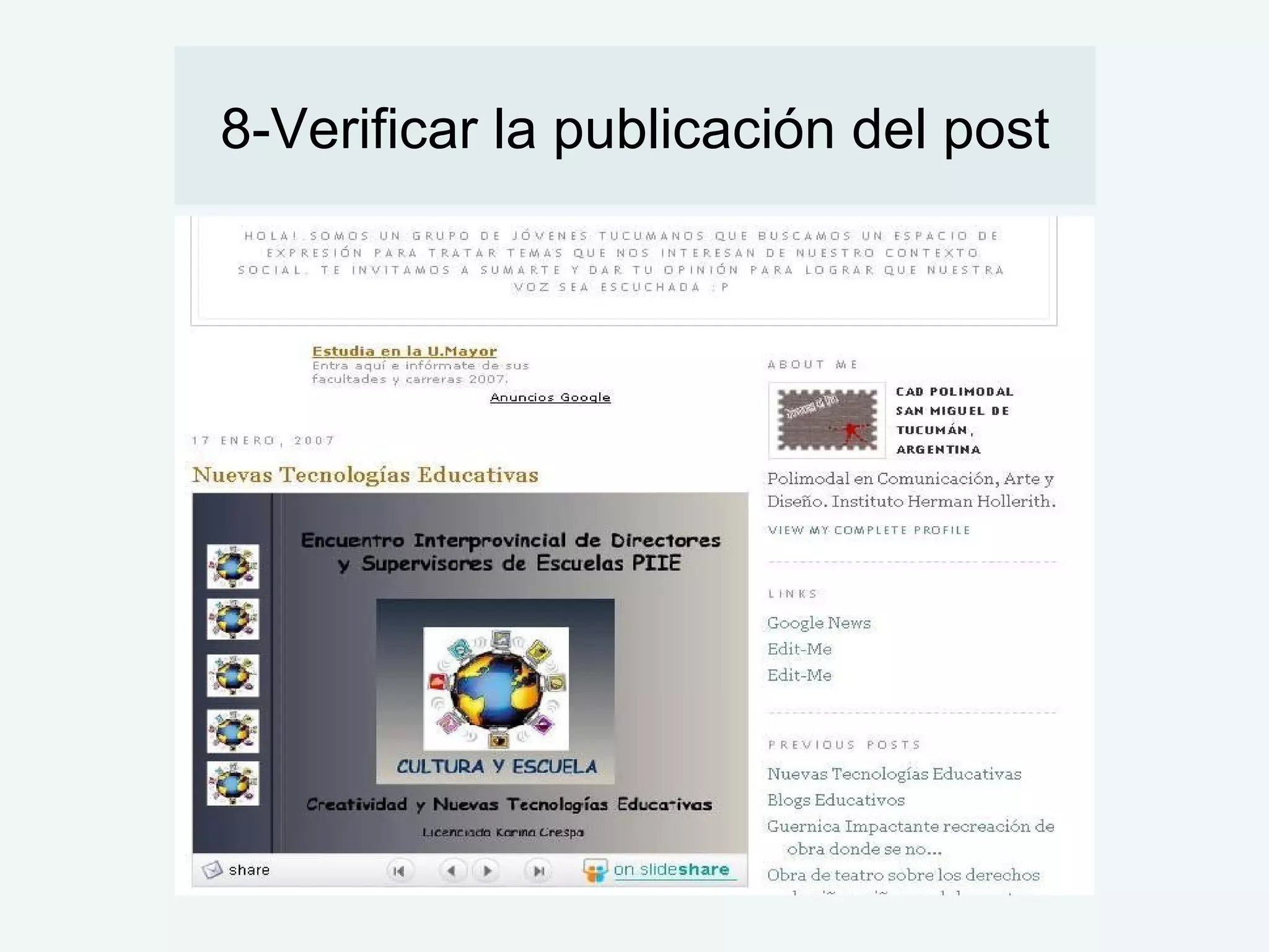8-Verificar la publicación del post 